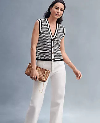 Ann Taylor Petite Geo Stitch Sweater Vest | Ann Taylor (US)