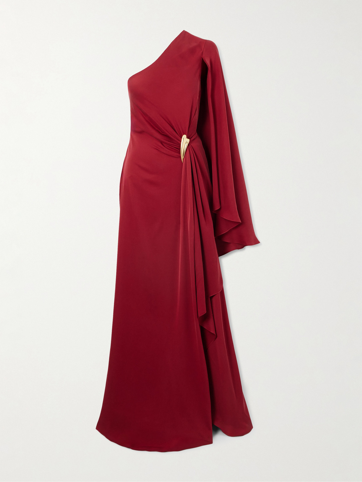 TOM FORD - Embellished One-sleeve Draped Silk-crepe Gown - Red | NET-A-PORTER (US)
