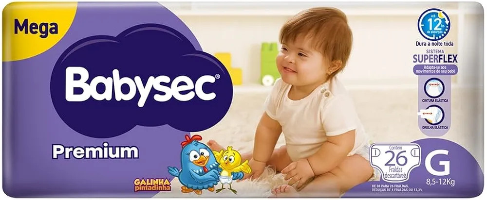 Fraldas Babysec Premium Galinha Pintadinha Flexi Protect, G, 26 Unidades | Amazon (BR)