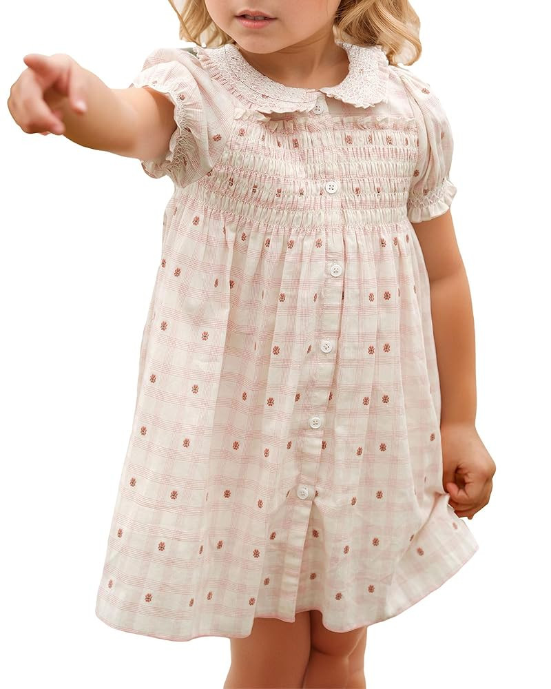 Baby Girls Long Sleeve Smocking Clothing Toddler Fall Floral Smocked Dress Vintage Dresses for Ch... | Amazon (US)