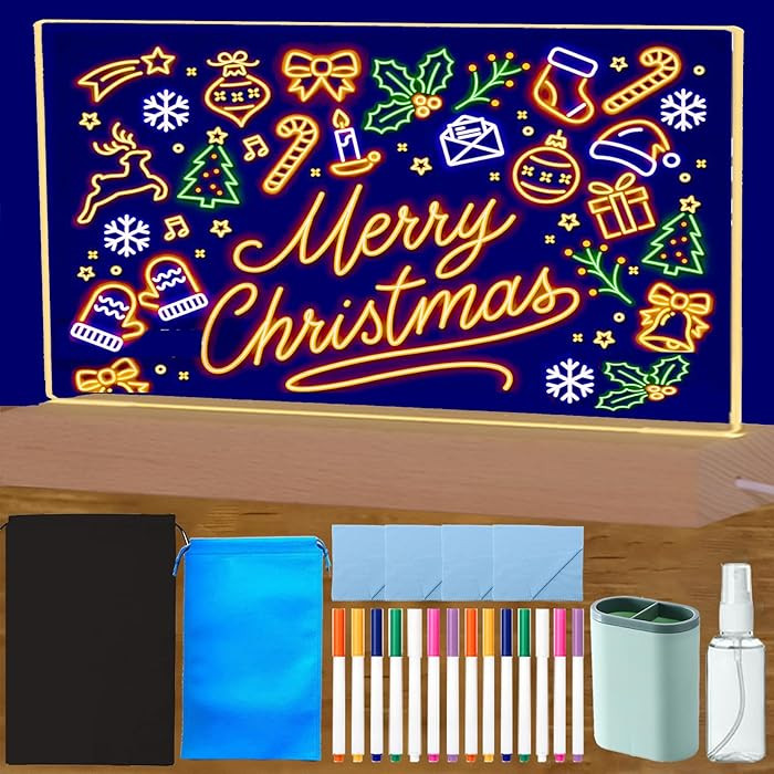 13 x 9 Inch LED Drawing Writing Lumi Board with Colors, Clear Acrylic Light Up Desk Table Dry Era... | Amazon (US)