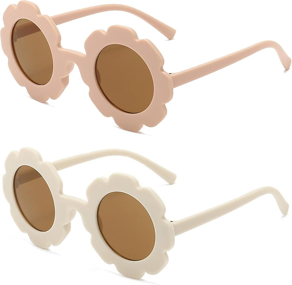 Round flower Sunglasses for Kids Girl Boys Matte Coloful Sunflower Shades Outdoors UV400 Protecti... | Amazon (US)