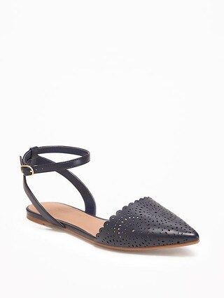 Old Navy Laser Cut Dorsay Flats For Women Size 9 - Blue | Old Navy US