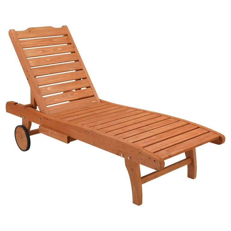 Ktaxon 71 in Outdoor Wood Furniture, Patio Garden Wood Folding Chaise Lounge Chair with Wheel - W... | Walmart (US)