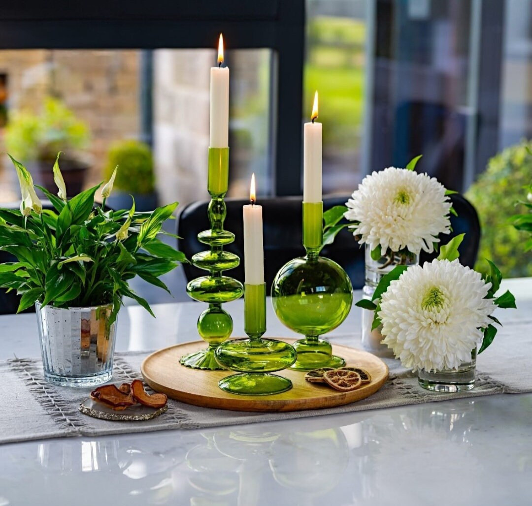 Candlestick Holders Set of 3. Brightly Coloured Dinner Candle Holders - Etsy | Etsy (US)