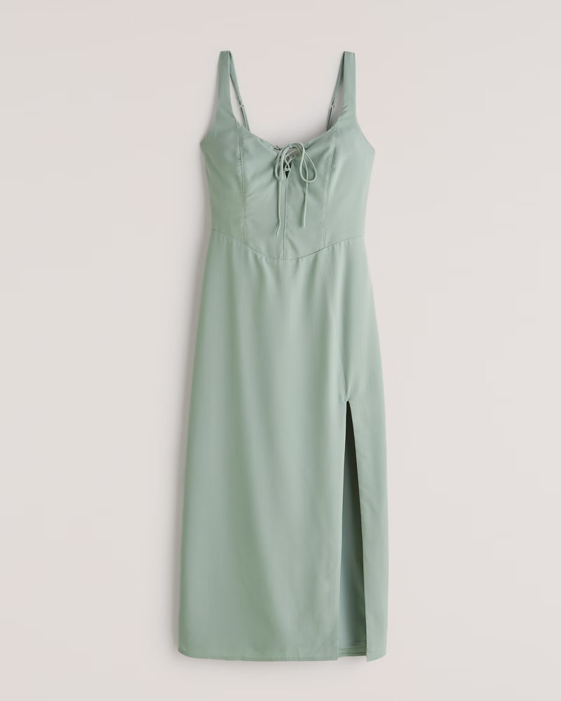 Corset Lace-Up Midi Dress | Abercrombie & Fitch (US)