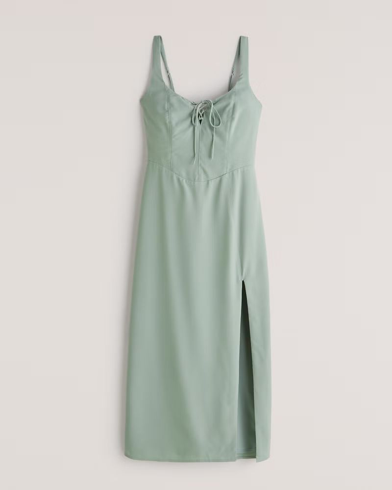 Corset Lace-Up Midi Dress | Abercrombie & Fitch (US)