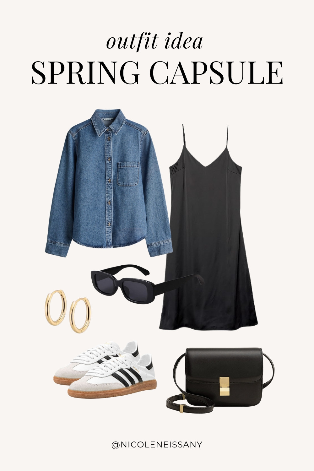 Spring outfit idea featuring my 2025 Spring Capsule Wardrobe staples | casual spring outfit, spring brunch outfit, spring date night outfit, spring date outfit, elevated casual spring outfit, spring work outfit, spring office outfit, casual spring outfit idea, spring outfits, spring shoes, 2025 spring trends, 2025 spring fashion trends, neutral capsule wardrobe, minimalist capsule wardrobe | denim shirt, denim jacket, spring jacket, spring outerwear, spring tops, satin dress, slip dress, spring dress, adidas samba sneakers, adidas samba decon sneakers, gold hoop earrings

#LTKSpring #LTKPetite #LTKTravel #LTKSaleAlert #LTKShoeCrush #LTKWorkwear #LTKFindsUnder100 #LTKStyleTip #LTKFindsUnder50 #LTKSeasonal 

 