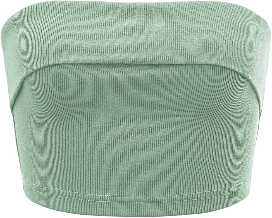 SOLY HUX Women's Ribbed Knit Basic Y2K Crop Tube Top Sleeveless Strapless Casual Summer Tops | Amazon (US)