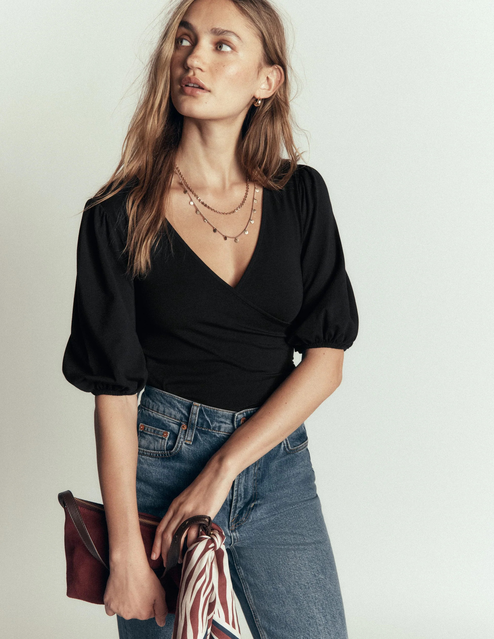 Tia Ruched Wrap Top-Ruby Red | Boden (US)