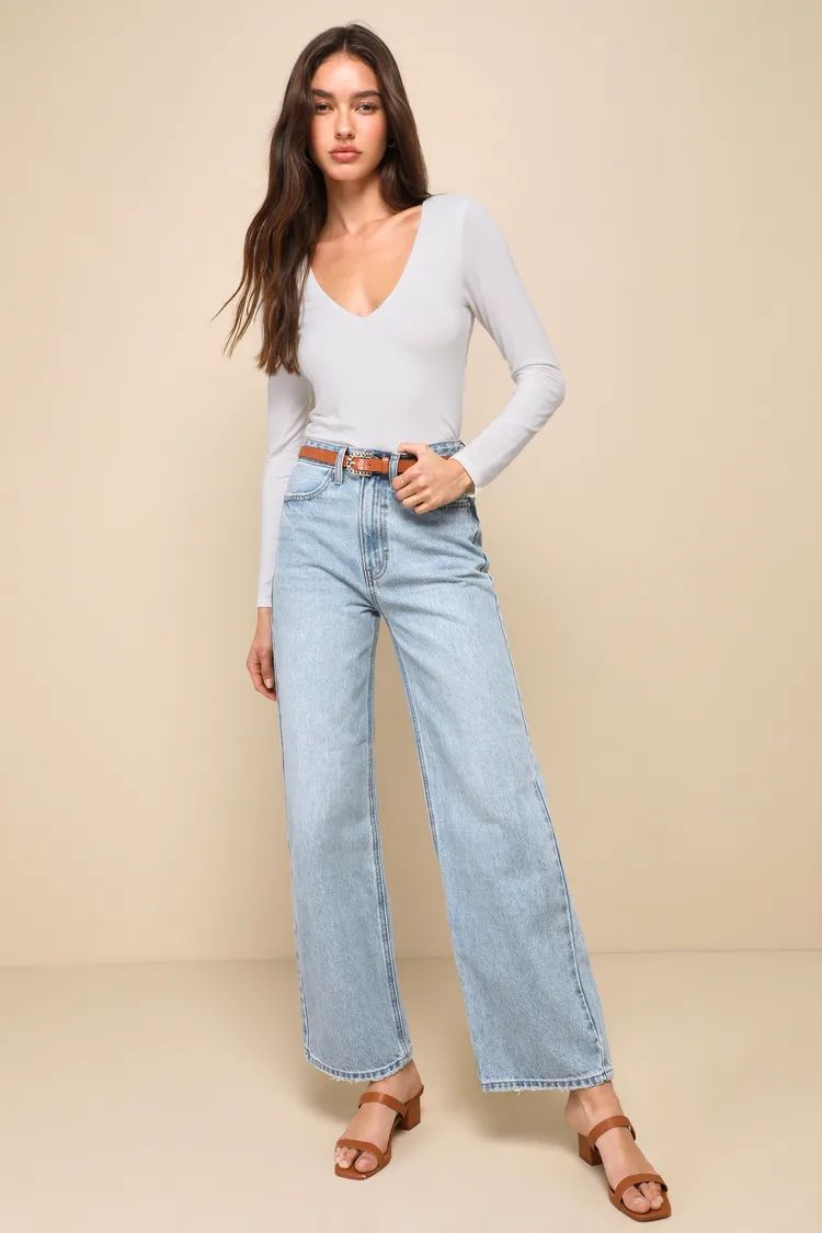 Skilled Sweetie Light Wash High-Rise Wide-Leg Denim Jeans | Lulus