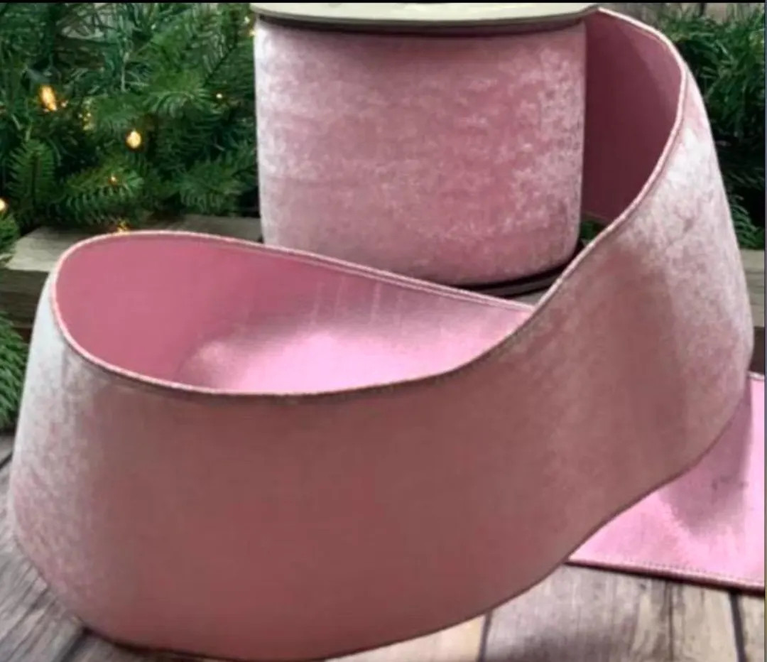 D Stevens, 10 Yards, 4 Inch Wired Ribbon, Crown Velvet Ribbon, Pink Ribbon, Velvet Ribbon, Holida... | Etsy (US)