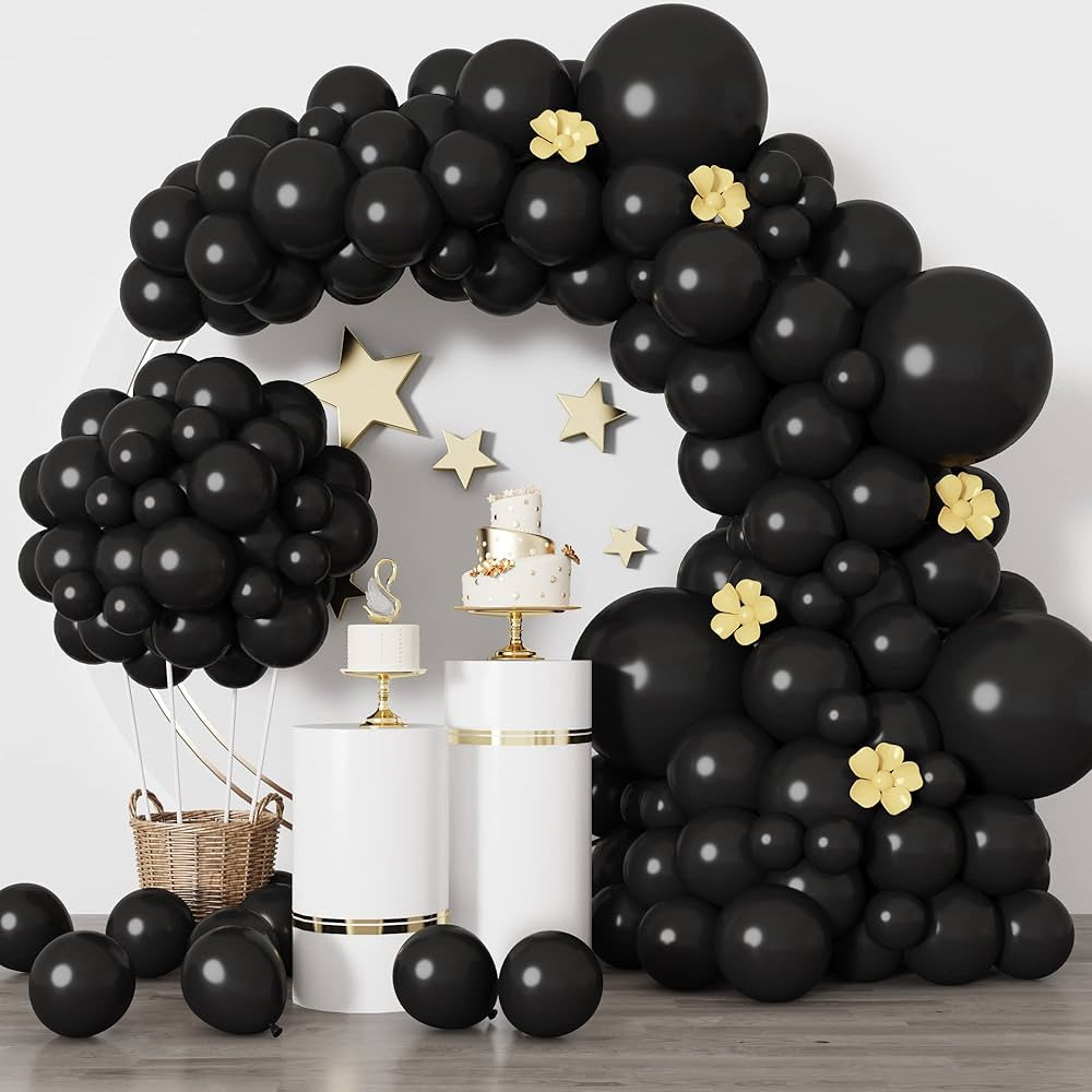 RUBFAC Black Balloons for Balloon Arch 129pcs Different Sizes Pack of 18 12 10 5 Inch Garland Kit... | Amazon (US)