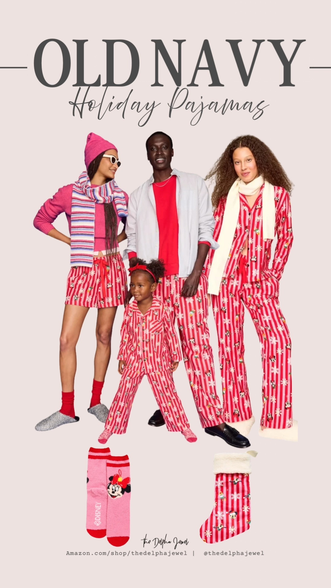 DISNEY lovers, this one's for you! Mickey & Friends Stripe ❤️🤍
Old Navy did it again with the Disney collab! This red and white stripe with Mickey & Minnie + snowflakes is the perfect mix of festive and fun. Love that you can do pajama pants for guys, shorts or pants for women, and full sets for kids. And the Minnie cozy socks + matching stocking?!
These will sell out fast - grab now for Christmas Eve!

old navy disney pajamas, mickey mouse christmas pajamas, disney holiday pajamas, red striped family pajamas, mickey and minnie pjs

#LTKSeasonal #LTKKids #LTKBaby