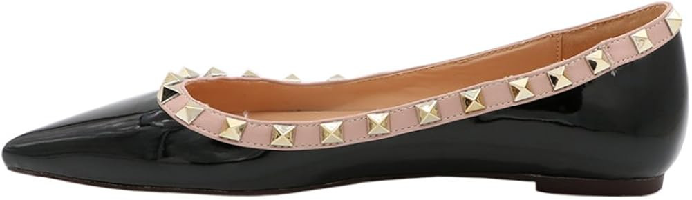 vocosi Pointed Toe Flats for Women, Fashion Rivets Comfort Ballet Flats Shoes | Amazon (US)