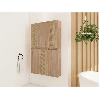 Modern Bathroom Side Shelf Cabinet, 6 Soft-Close Doors, Wall Mounted 36" Storage, Elegance | Wayfair North America