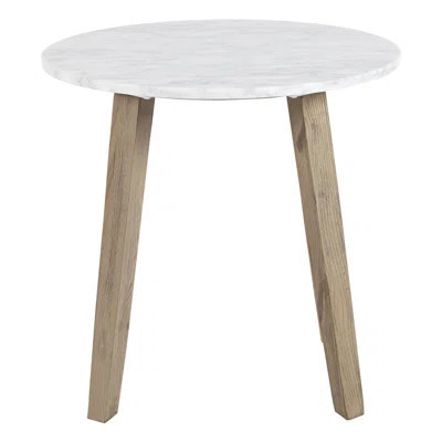 End Table, White Marble Cover And Ash Wood Leg Foundation, Fresh Stylish, 20 X 19.5 4 Legged Frame, Simple Yet Appealing, 20 | Wayfair North America