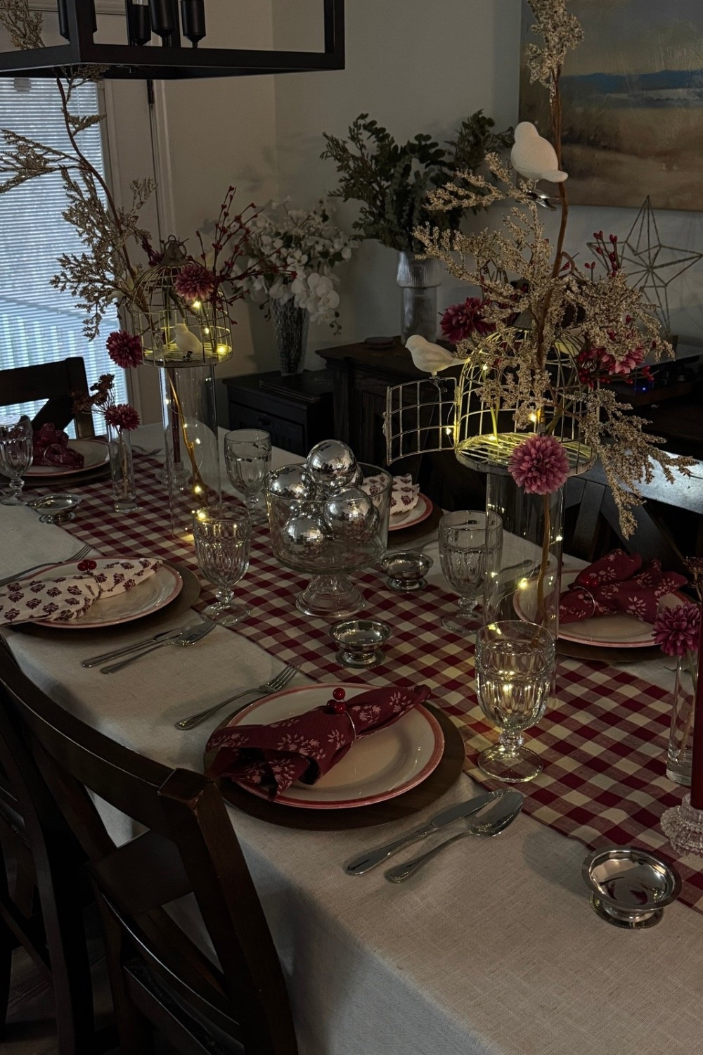 Festive table setting with a beautiful linen tablecloth and charger plates. Perfect for any special occasion. 🔎 table setting, dinnerware, holiday decor #dinnerware 

#LTKHome