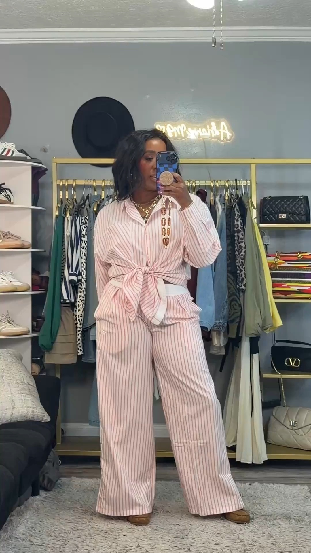 Three Nike looks… three completely different vibes 👏🏾✨

Look 1: Sporty street chic 🖤
Cropped Nike jersey paired with wide leg pants for that effortless “cool girl off duty” feel. Add chunky boots + oversized sunnies and it’s giving casual but styled.

Look 2: Elevated athleisure 💗
Striped button down + wide leg pants styled comfy but polished. Perfect for running errands, brunch, or casual work days when you still want to look put together.

Look 3: Bold & comfy 💚
Matching Nike set in this standout green is EVERYTHING. Soft, relaxed fit but still flattering. Throw on sneakers and you’re ready for travel days, school drop off, or weekend lounging in style.

All pieces are linked here for easy shopping 🛍️
Comfort + confidence every single time.

#LTKActive #NikeStyle #AthleisureWear #SportyChic #Over40Style #CasualChic #NikeWomen #EverydayStyle