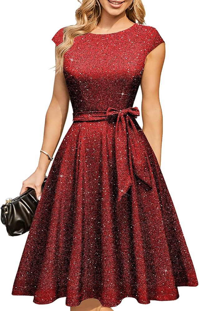 DRESSTELLS Women's Cocktail Dresses, Formal Wedding Guest Modest Church Vintage Holiday Party Eve... | Amazon (US)