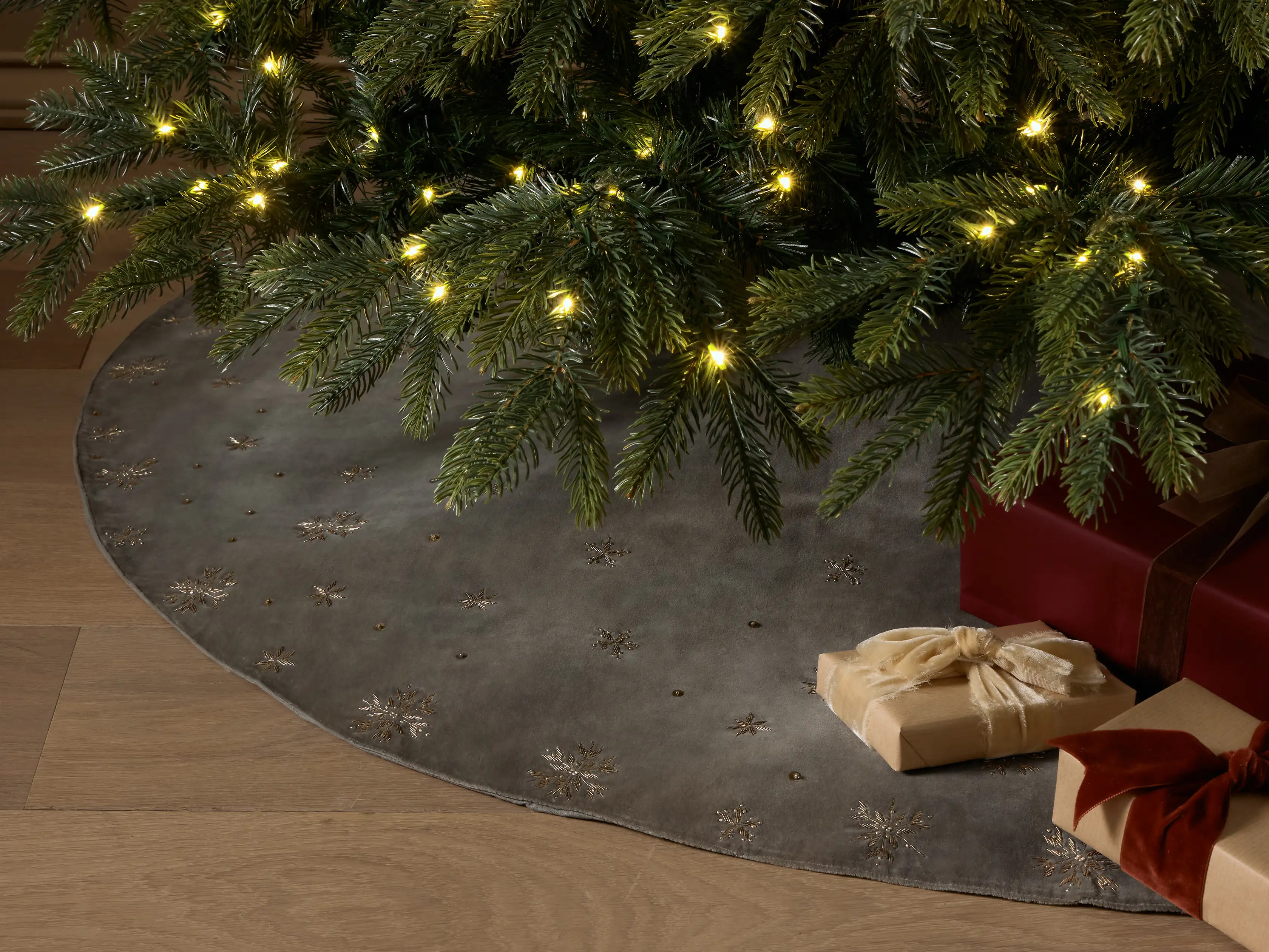 Hand-Beaded Snowflake Tree Skirt | Arhaus