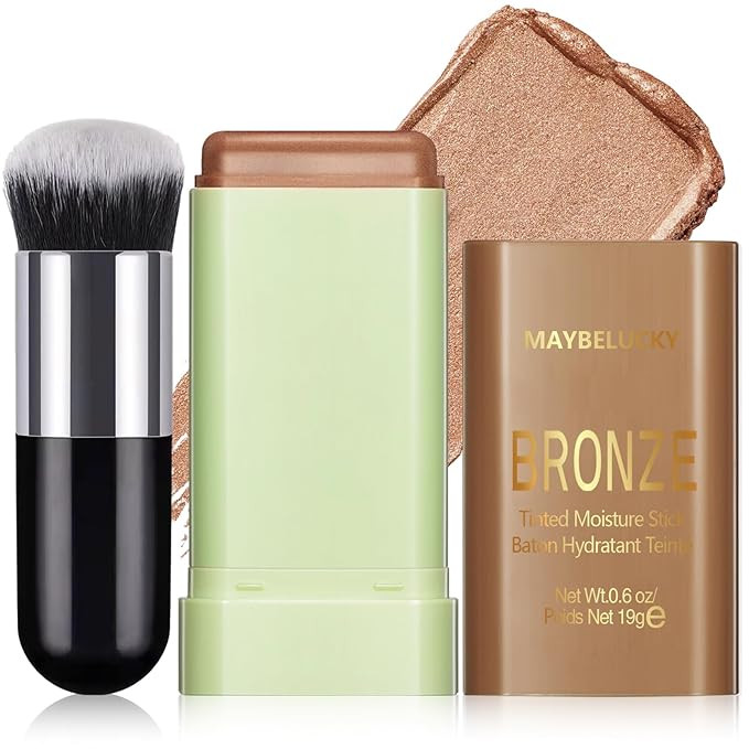 Cream Contour Stick for Cheeks Tint, Multi-Use Makeup Highlighter Blush Bronzer Stick, Natural Gl... | Amazon (US)