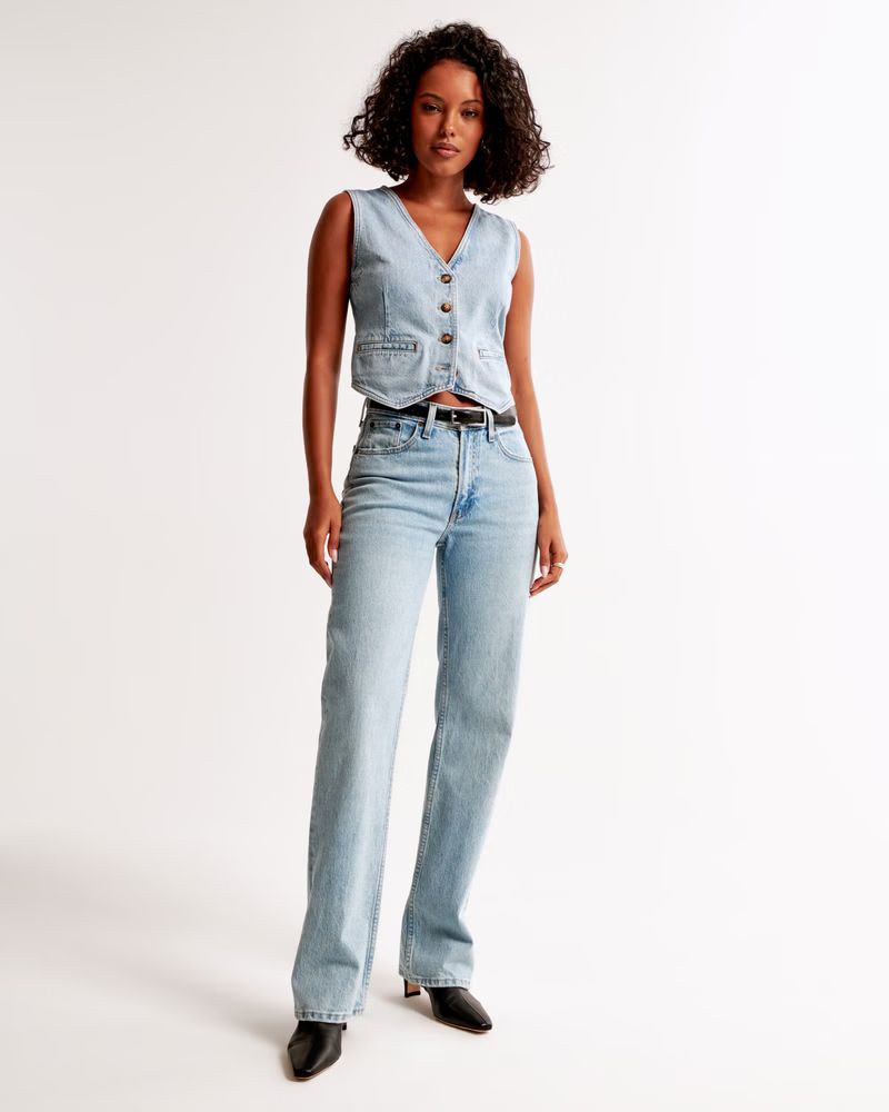 Women's The A&F Mara Denim Vest | Women's New Arrivals | Abercrombie.com | Abercrombie & Fitch (US)