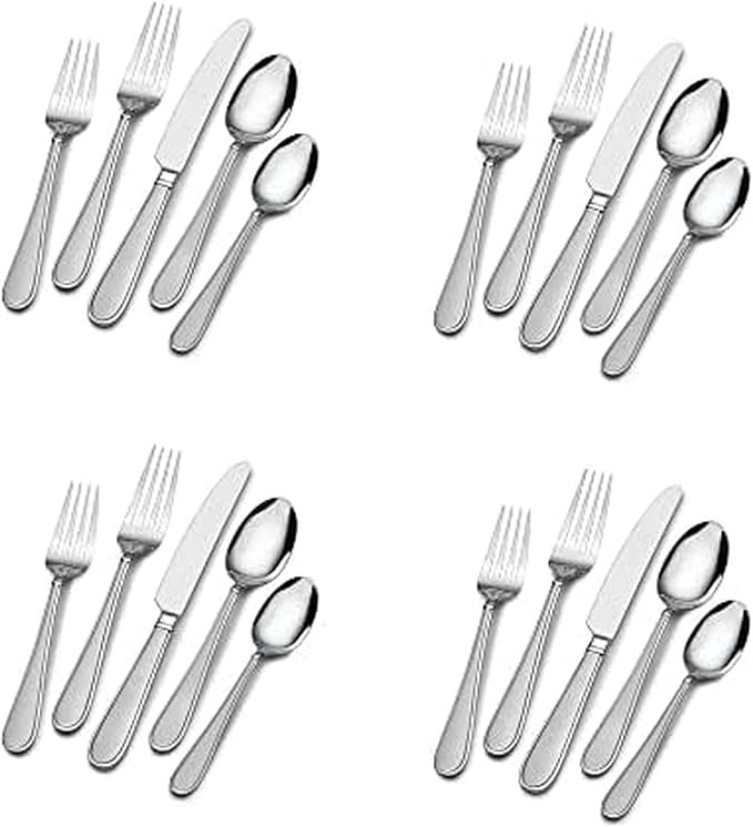 Gourmet Basics by Mikasa 5158830 Westfield Frost 20-Piece Stainless Steel Flaware Set, Service fo... | Amazon (US)