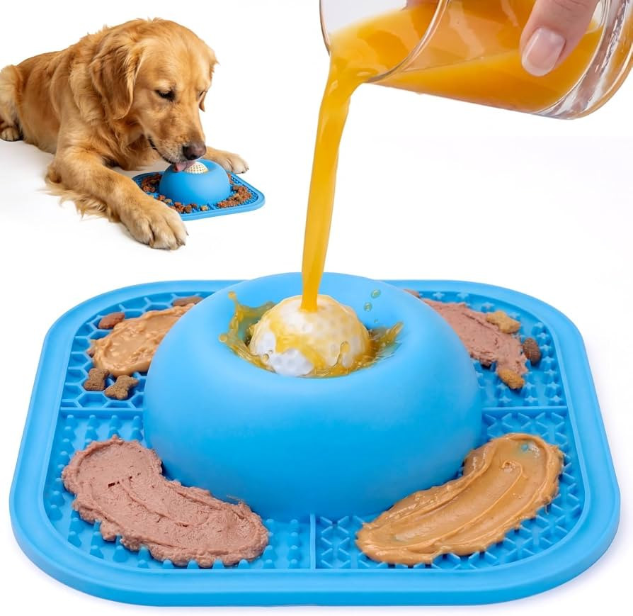 Slow Feeder Dog Bowls & Lick Mat for Liquid and Thick Treat, Anti-Slip Dog Lick Bowl with Interac... | Amazon (US)