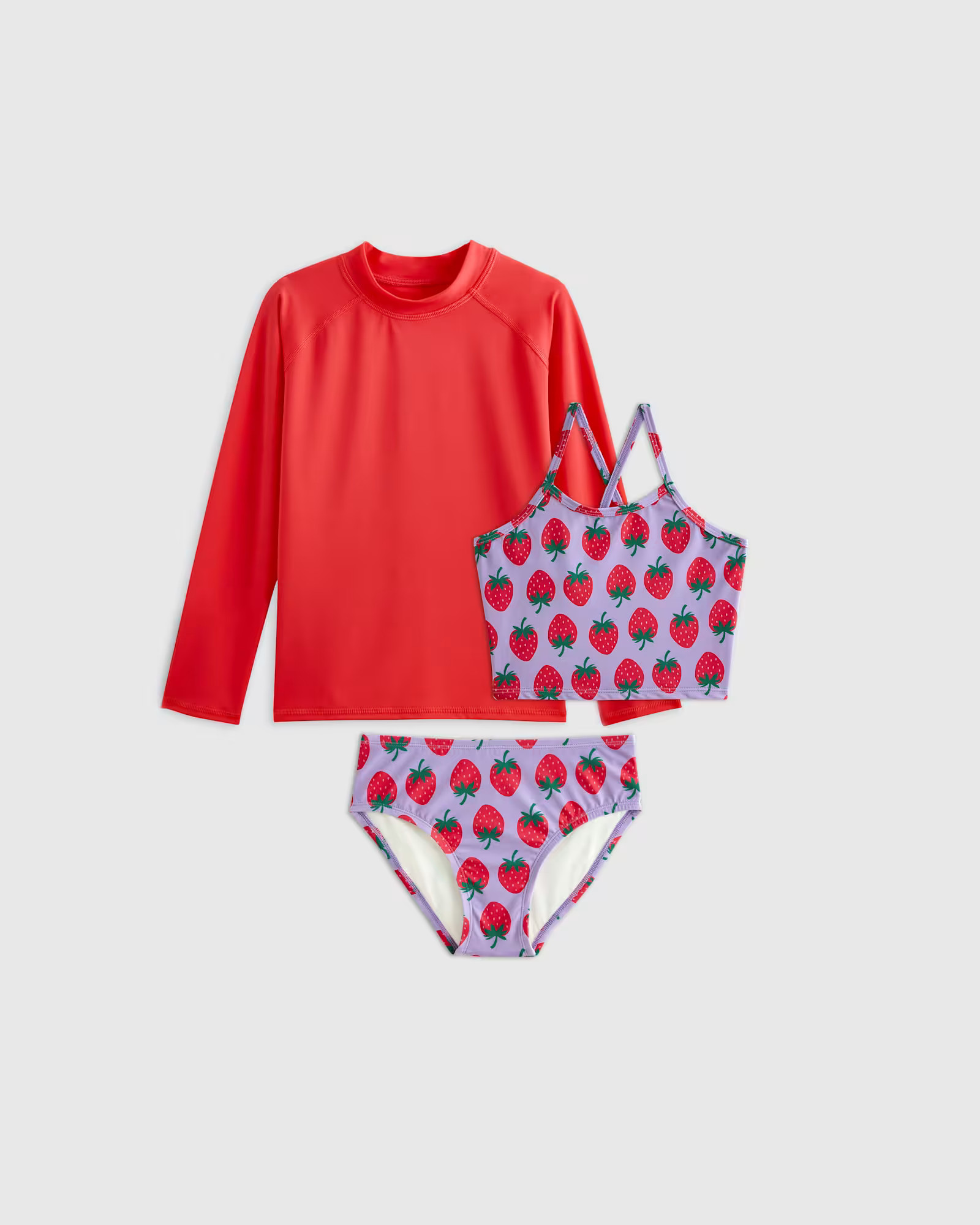 Tankini and Long Sleeve Raglan Rash Guard Set in Strawberries | Quince