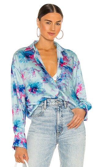 MSGM Tie Dye Blouse in Baby Blue. - size 42/M (also in 38/XS, 40/S) | Revolve Clothing (Global)
