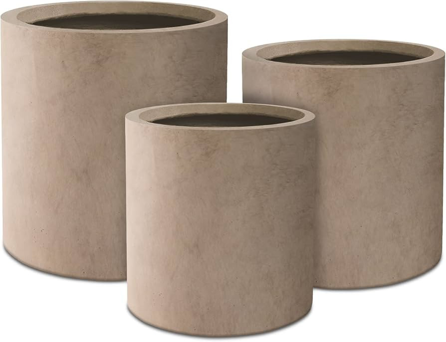 Kante 9.8",12.6",15.7" Dia Round Concrete Planter Set of 3, Modern Style Large Cylindrical Plant ... | Amazon (US)