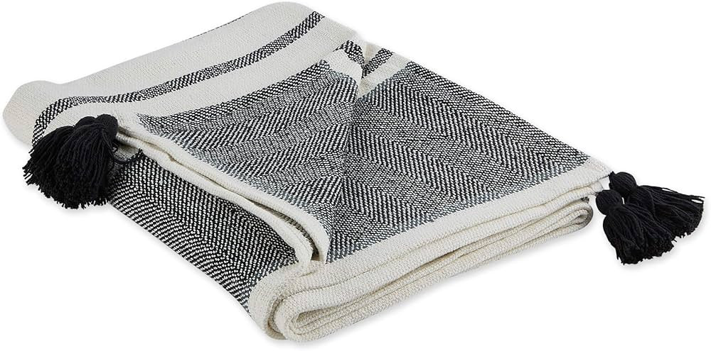 DII New Traditional, 2-Tone Chevron Stripe Throw, 50x60, Black | Amazon (US)