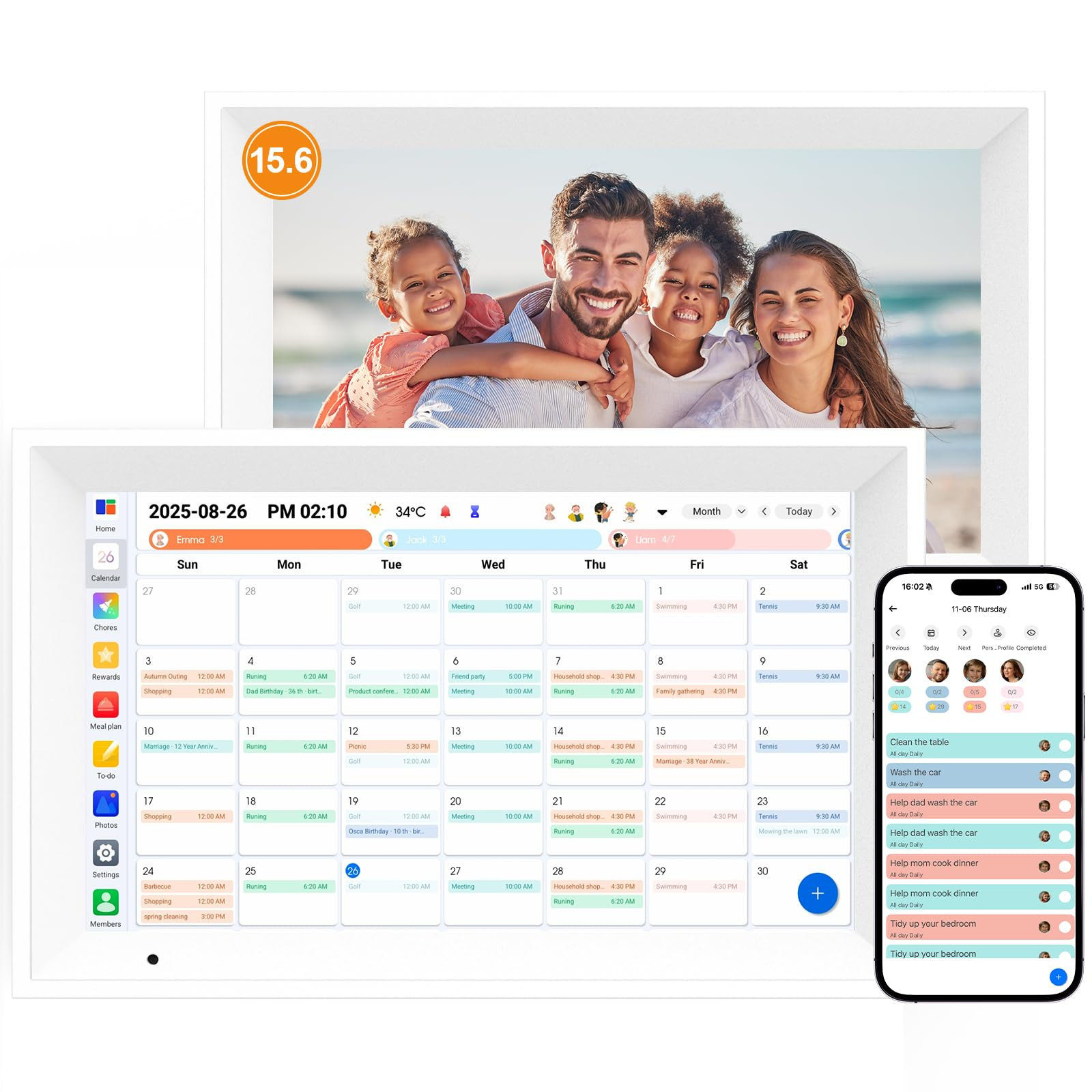 Digital Calendar 15.6" Digital Wall Planners for Family Schedules, Electronic Calendar with 1920*... | Amazon (US)