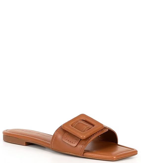 Franka Leather Buckle Square Toe Flat Sandals | Dillard's