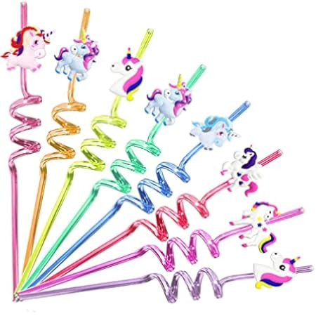 24 Reusable Unicorn Drinking Plastic Straws + 6 Unicorn Temporary Tattoos for Girls | Unicorn Birthd | Amazon (US)