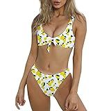 Women's Sexy Detachable Padded Cutout Push Up Dot Lemon Printed Bikini Set Two Piece Swimsuit (Yello | Amazon (US)
