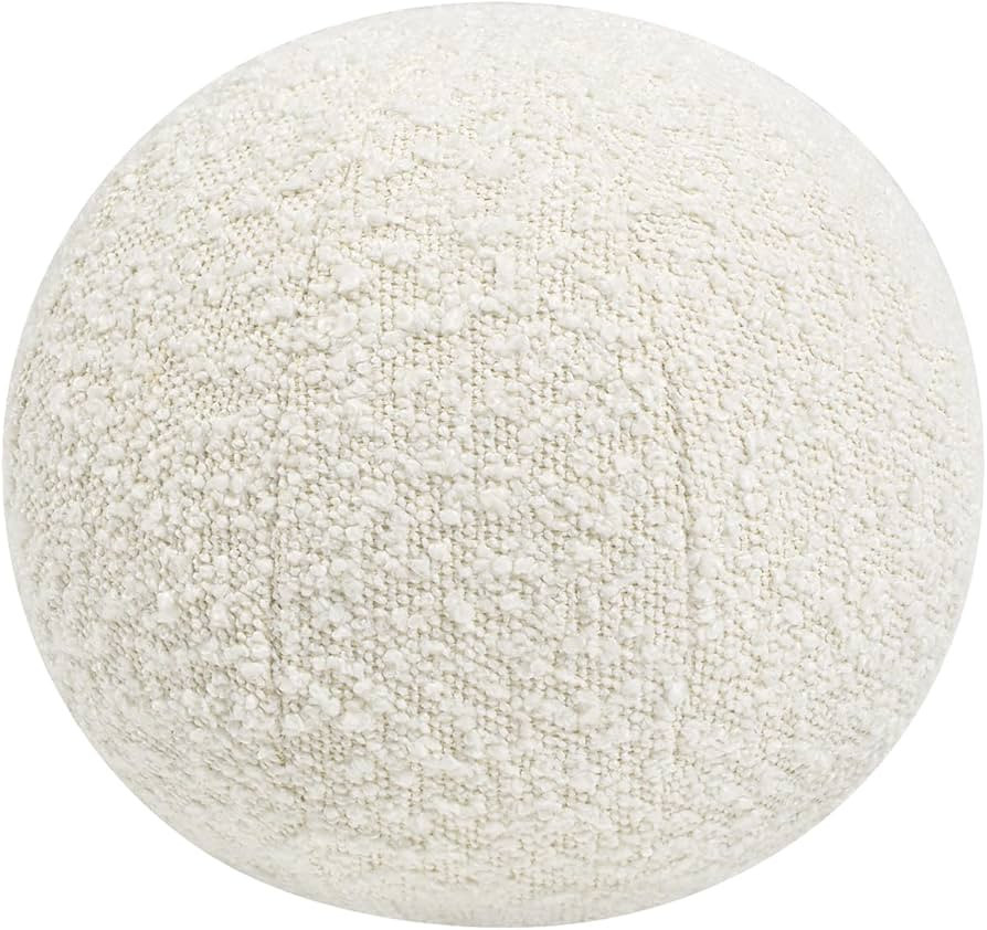 Jennifer Taylor Home Luna 12" Round Sphere Accent Ball Throw Pillow, Ivory White Boucle | Amazon (US)