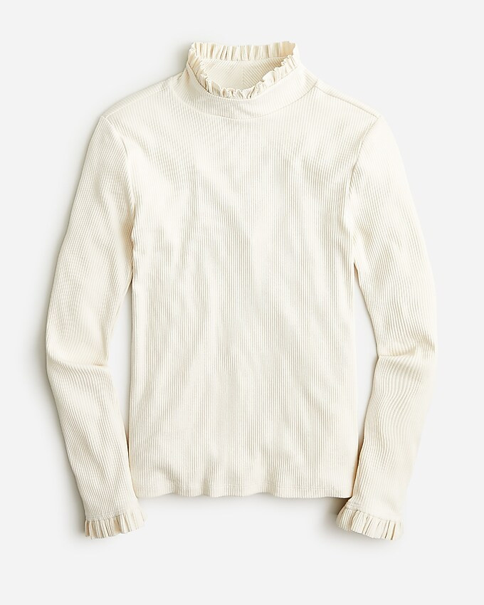 Vintage rib ruffle mockneck T-shirt | J. Crew US