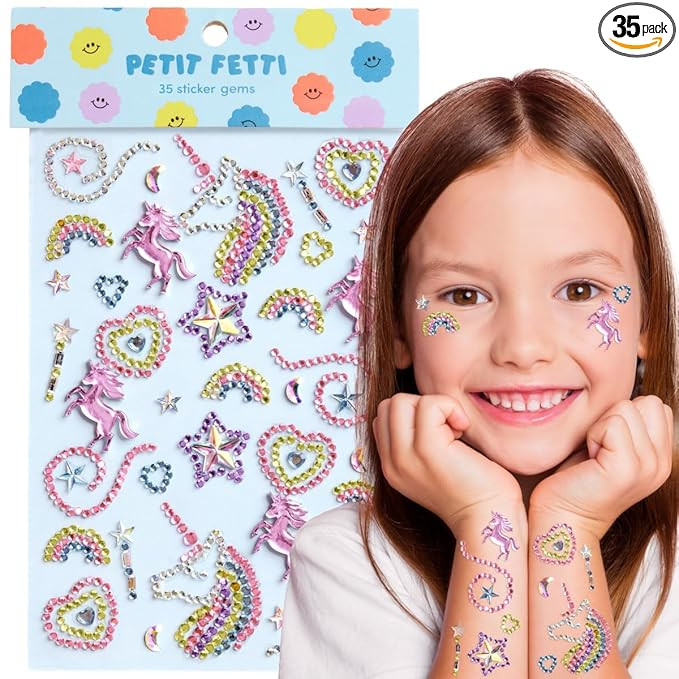 xo, Fetti Unicorn Face Gems, Rainbow - 35 pcs. | Cute Magic Face Stickers, Heart Birthday Rhinest... | Amazon (US)