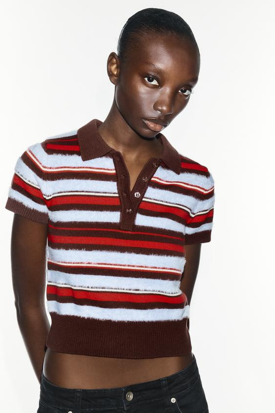 Zara - Seamless Rib Bow Top - Women - Red - Women | Zara US