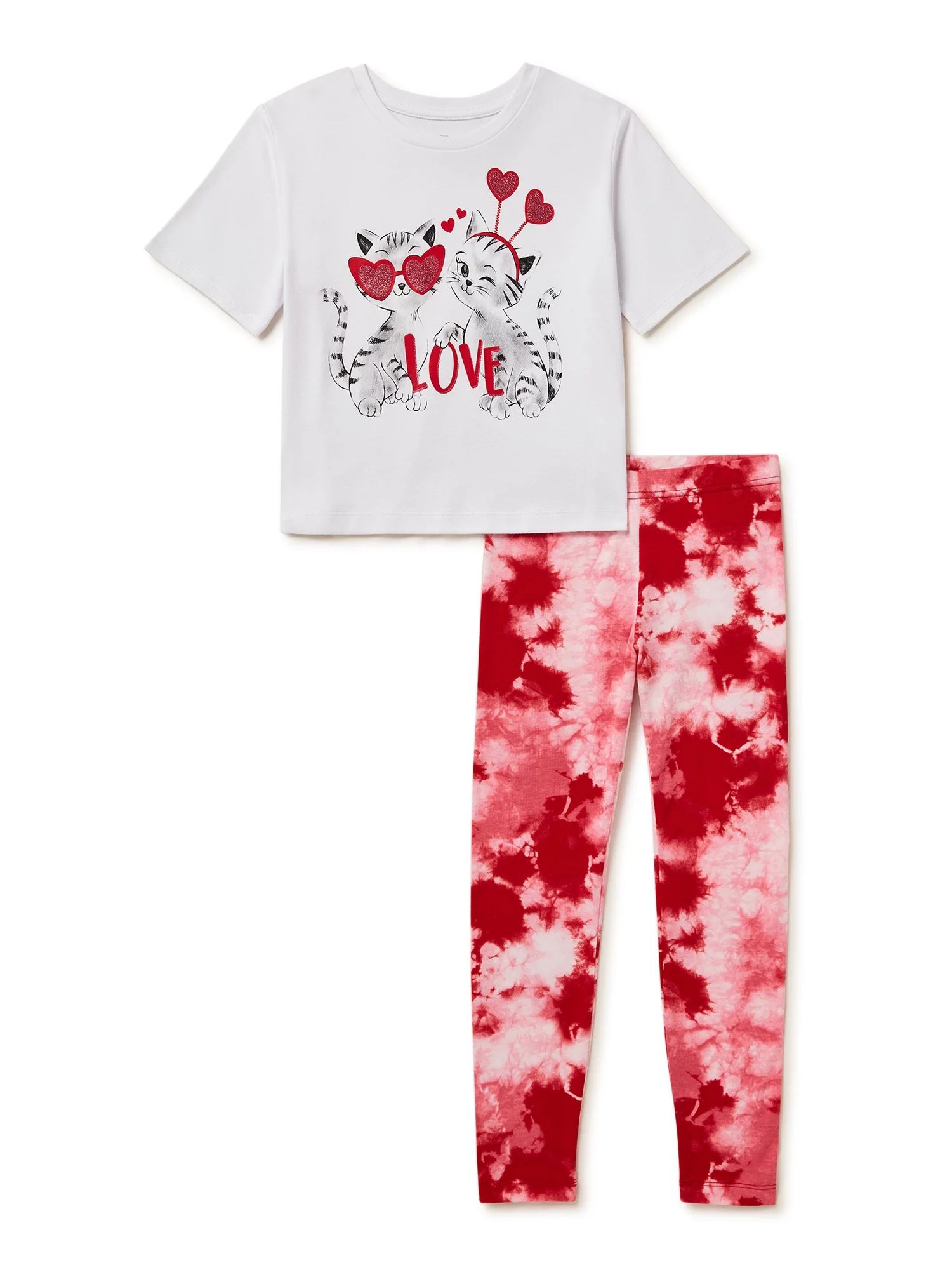 Way To Celebrate Girls Valentine's Day Graphic T-Shirt and Legging Set, 2-Piece, Sizes 4-18 | Walmart (US)