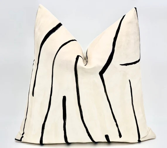 Kelly Wearstler Graffito Pillow Cover  Cream Designer Throw - Etsy | Etsy (US)