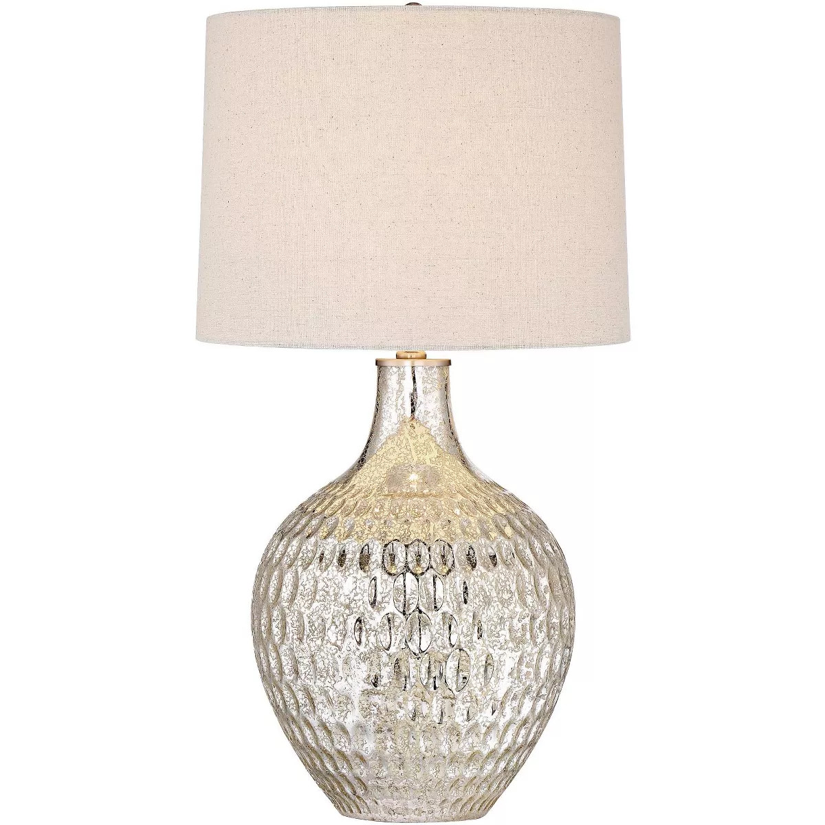 360 Lighting Waylon Modern Table Lamp 28" Tall Textured Mercury Glass Off White Tapered Drum Shad... | Target