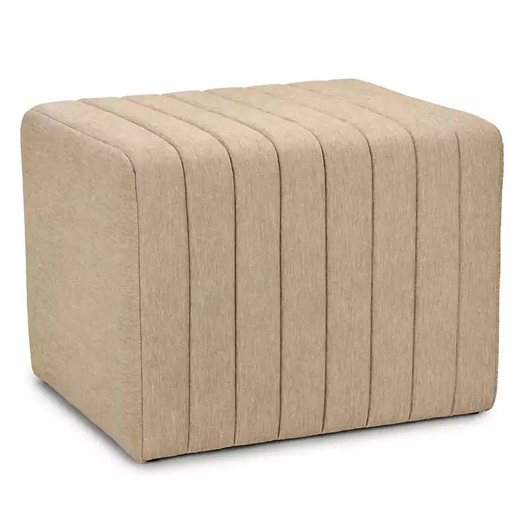New! Natural Taylor Ribbed Fabric Ottoman | Kirklands