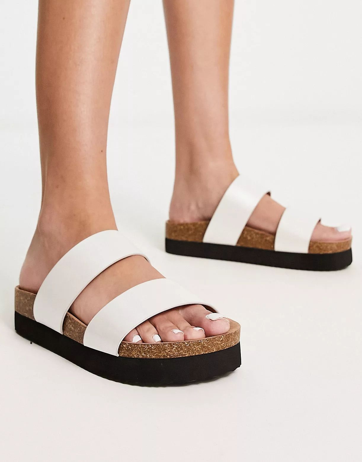 Monki double strap flat sandal in white croc | ASOS | ASOS (Global)