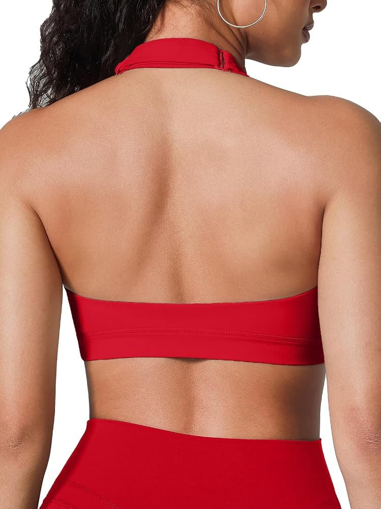 BRXL Women's Halter Adjustable Sports Bras Open Back Padded Workout Gym Yoga Crop Tank Tops | Amazon (US)