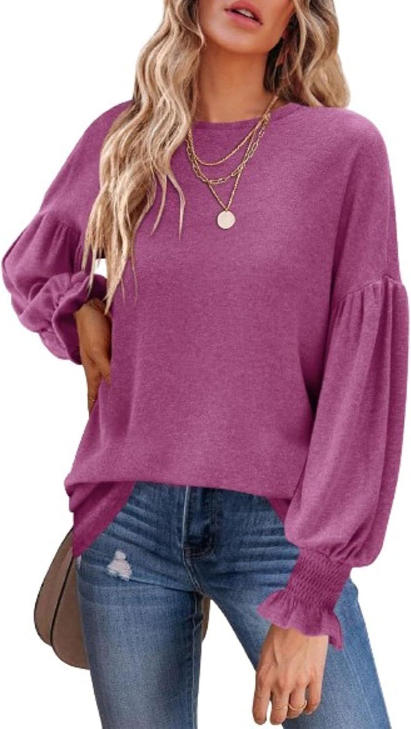 NIYAOSM Shirts for Women Loose Fit Print Long Sleeve Crewneck Sweatshirts Pullover Holiday Tops | Amazon (US)