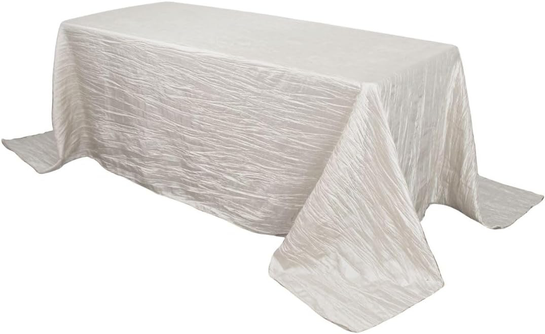 90 x 156 inch Rectangular Crinkle Taffeta Tablecloth - Ivory | Amazon (US)