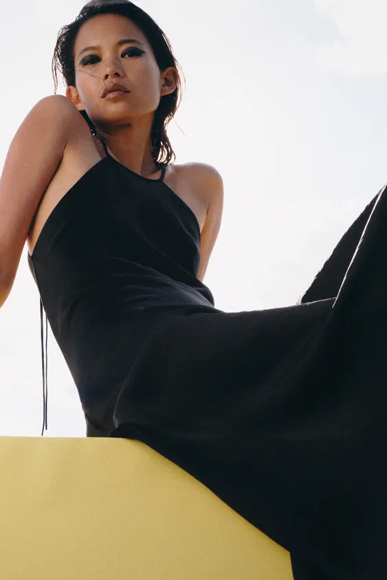 ZW COLLECTION SATIN EFFECT HALTER DRESS | Zara US